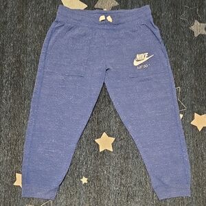 Nike Blue Heather Jogger Pants with White Swoosh